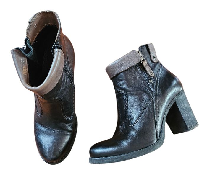 Botttines Kookai cuir noir à talon pointure 37 - photo numéro 2