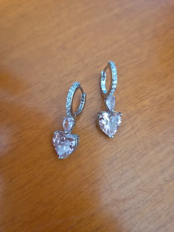Boucles d oreilles cœur strass - photo numéro 4