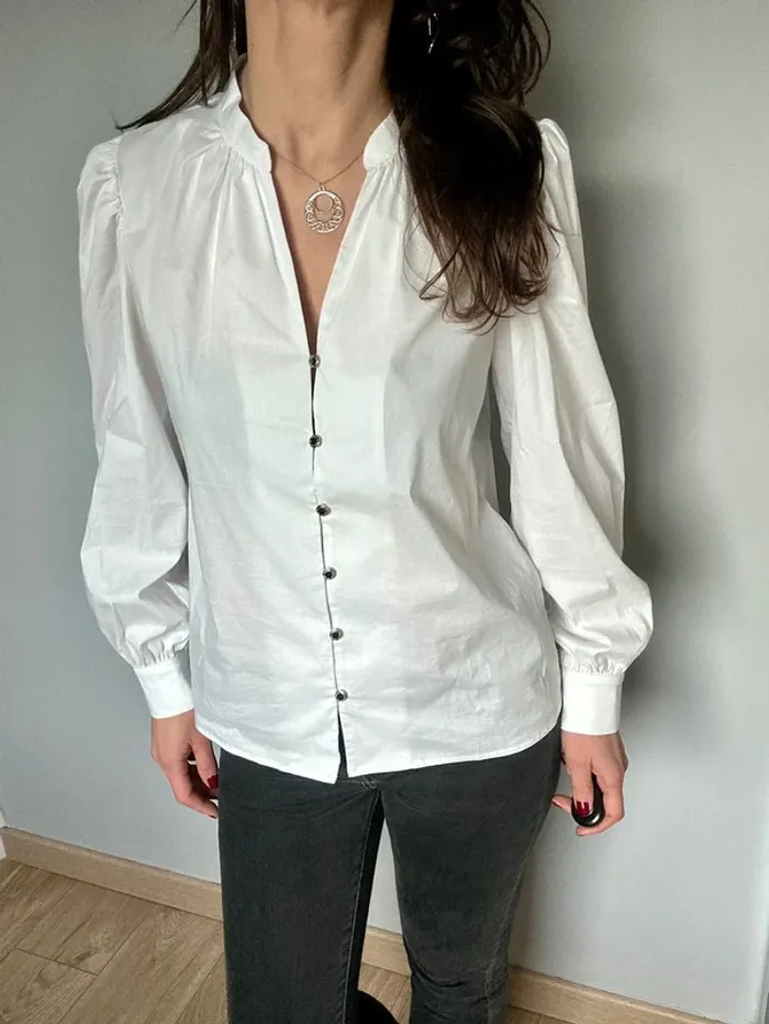 Chemisier fluide Morgan – Blanc, boutons dorés taille 36 - photo numéro 7