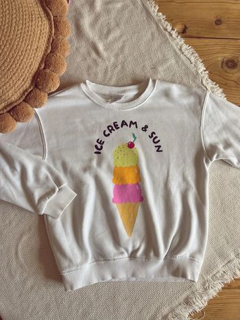 Sweat-shirt mixte Zara blanc motif glace 116