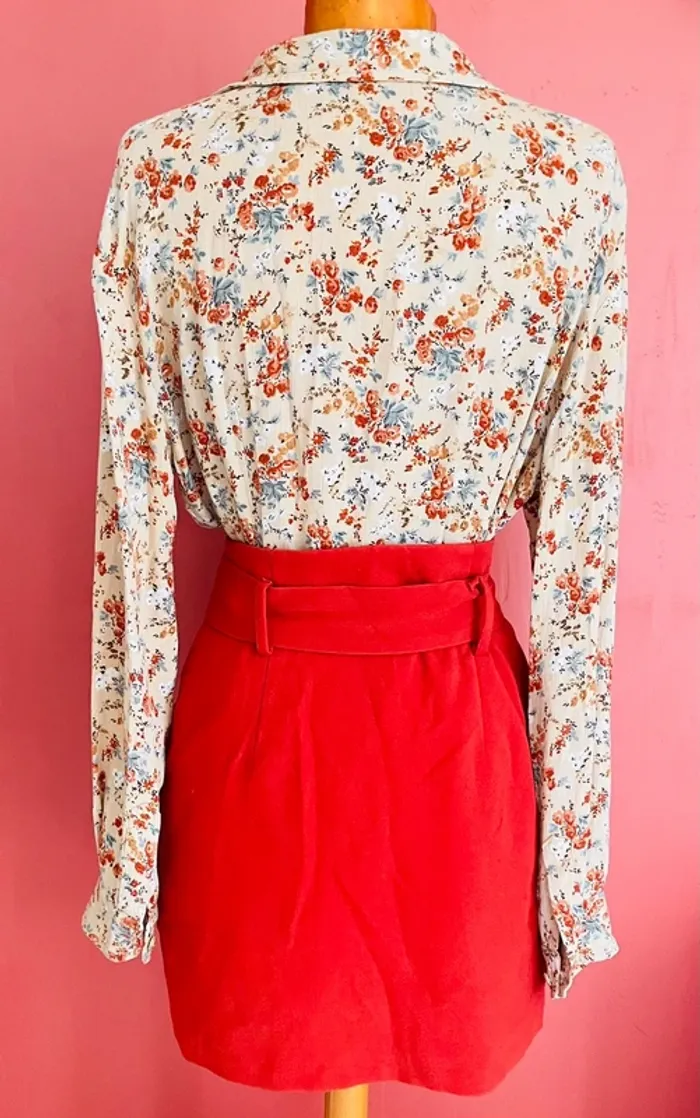 Magnifique chemise beige à fleurs - photo numéro 3
