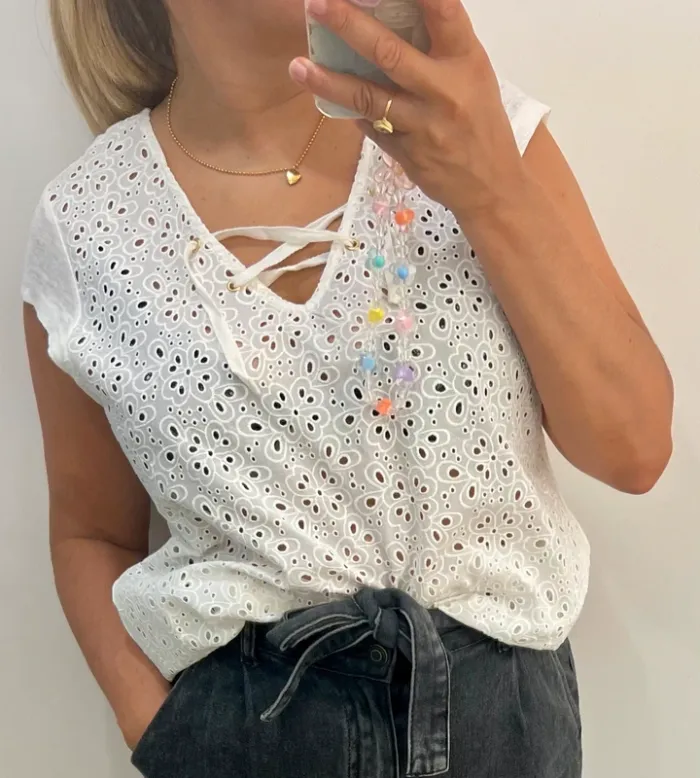 Tee Shirt en lin Petits Hauts Brodée Taille 1