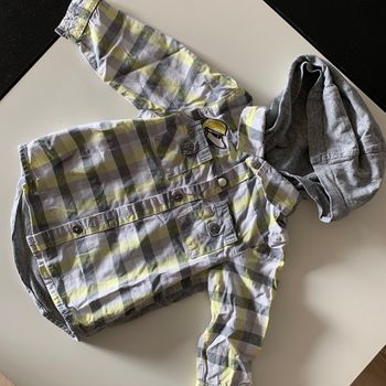Chemise 6 mois Sweat-shirt à capuche gris carreaux jaunes