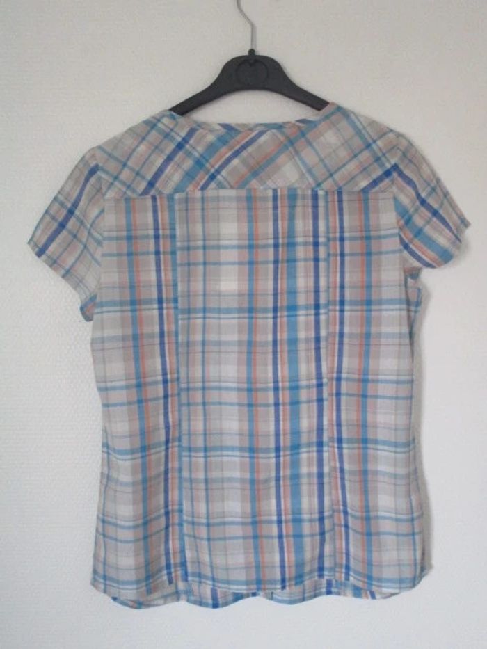 Blouse à carreaux beige/bleu/corail Jac Jac 38 NEUVE - photo numéro 9