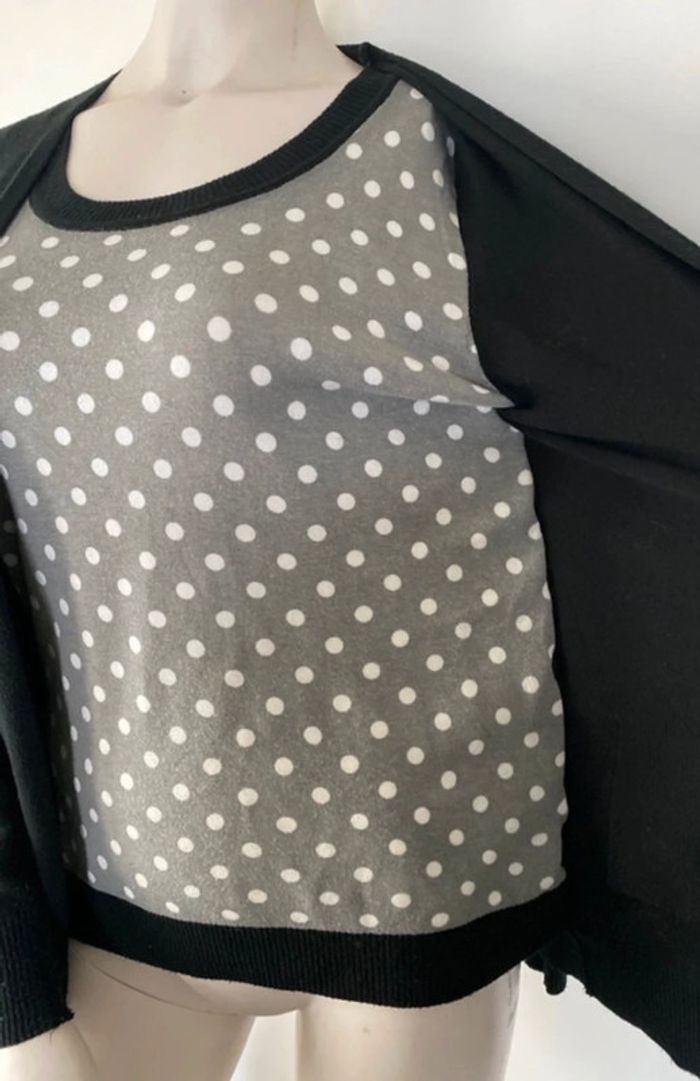 Joli pull faux gilet noir et gris Gerard Pasquier taille 40/42 - photo numéro 2