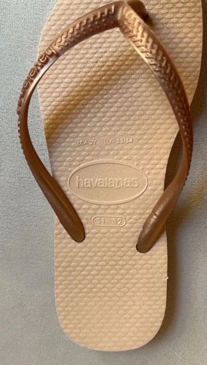 Tongs fille slim rose et bronze 33/34 EU - Havaianas - photo numéro 3