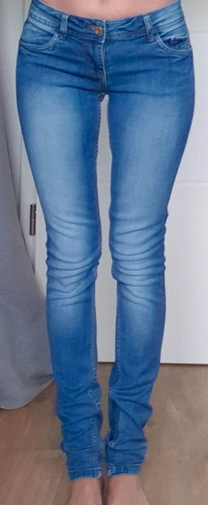 Jeans skinny bleu délavé, taille 36, Promod