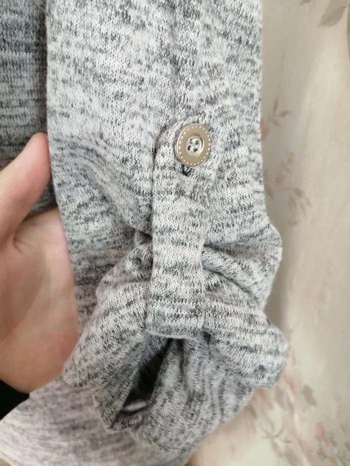 Pull fin gris chiné avec hiboux en strass manches réglables / sans marque / (TU) - photo numéro 6