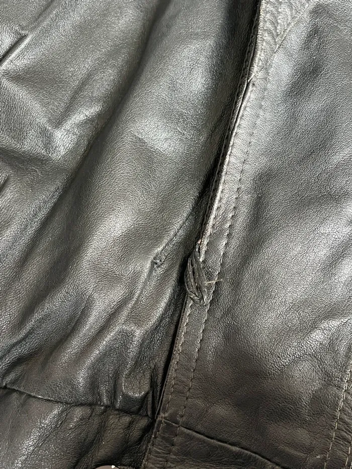 Veste en cuir vintage années 80 noire et marron taille XXL. - photo numéro 13