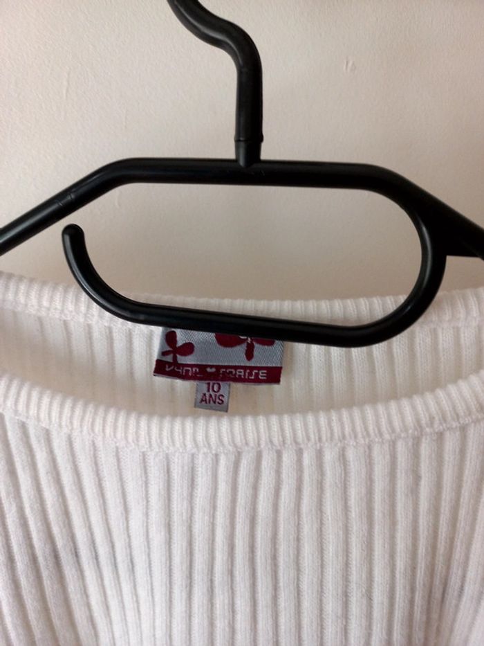 Pull blanc côtelé - photo numéro 3