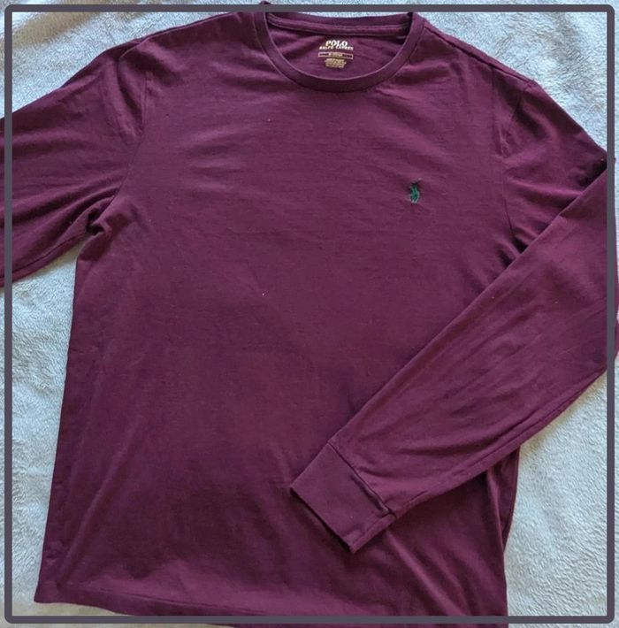 T-shirt manches longues Ralph Lauren taille M homme Bordeaux - photo numéro 2