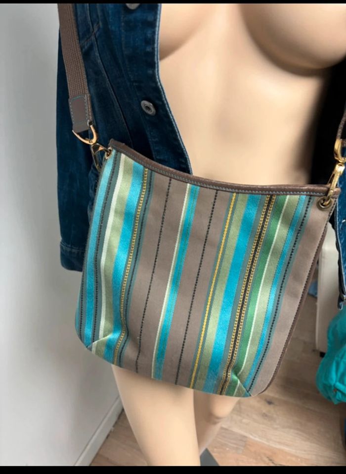 Sac bandoulière Longchamp authentique – Vert turquoise & marron - photo numéro 5