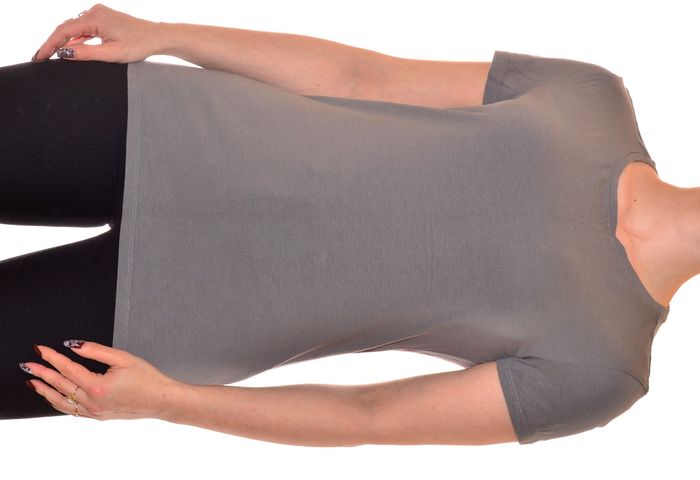 tshirt coupe basique col rond décontracté gris uni taille M - photo numéro 4