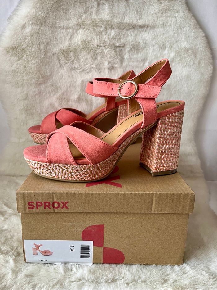 Sandales à talons 10 cm rose corail, Sprox pointure 38