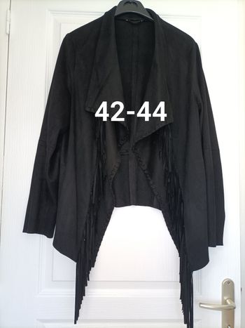 Blazer daim noir à franges 42-44 MS Mode
