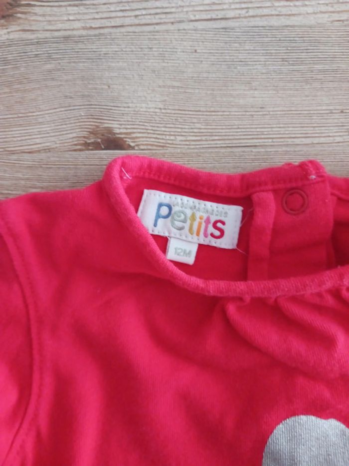T-shirt fille rouge 12 mois La compagnie des petits - photo numéro 3