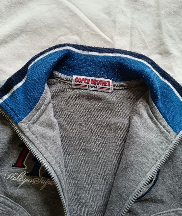 Veste zippée grise et bleue - photo numéro 7