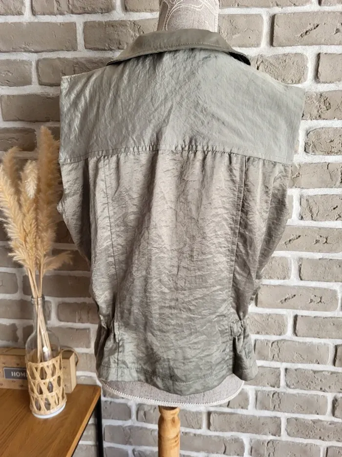 Veste chemise sans manches satinée kaki Formul' - Neuve et Made in France - photo numéro 12