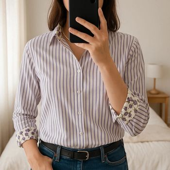Chemise rayé blanche et violet taille M - coton