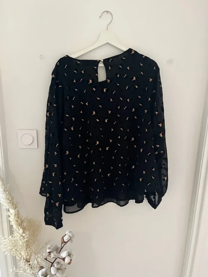 Blouse, noir, imprimé léopard brillant - photo numéro 5