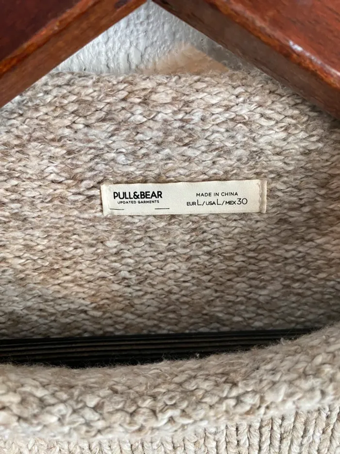 Pull sweat pull & bear beige marron taille L 40 - photo numéro 3
