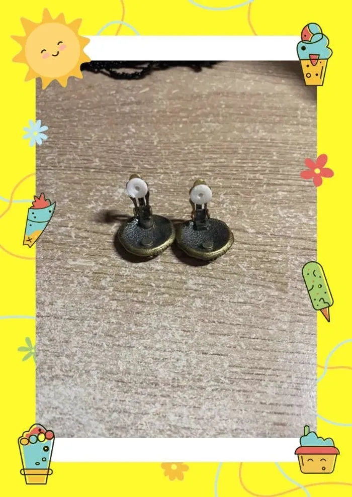 Boucles d'oreilles à clips marron cuivre fleurs - photo numéro 5