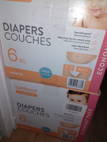 Lot de 4 paquets de couches bébé tamboor taille 6