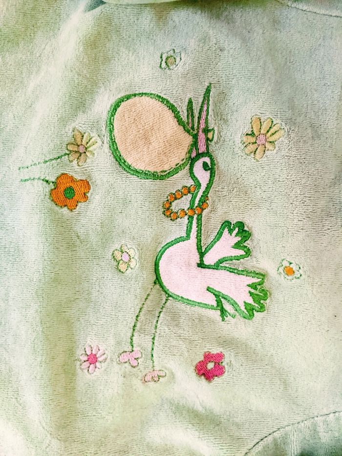 Pyjama grenouillère dors-bien velours vert clair broderie 12 mois 74 cm - photo numéro 3