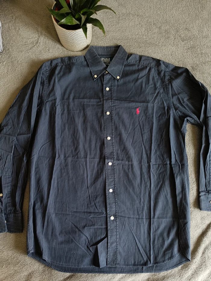 Chemise Ralph Lauren rayée bleu marine - photo numéro 2