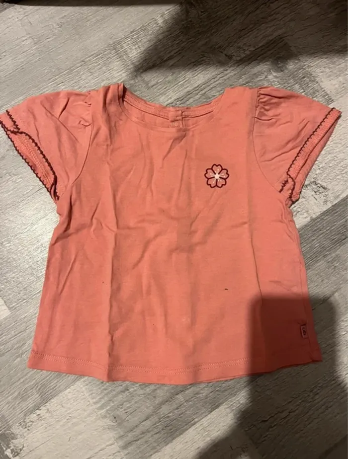 Tee shirt Obaibi rose MC 9 mois