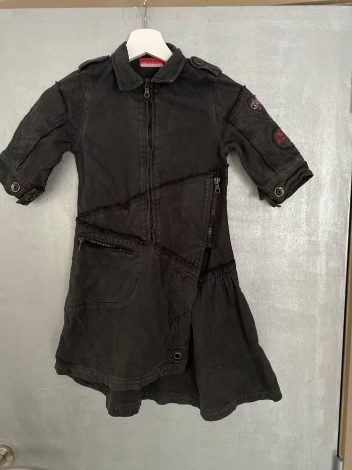 Robe asymétrique en jean noir avec manches 3/4 taille 114