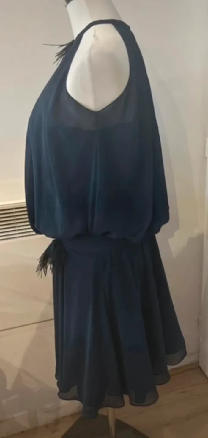 Mademoiselle amour, robe cérémonie habillée chic voile bleu taille 36 - photo numéro 3