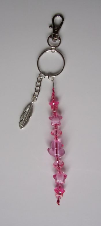 Porte clé ou Déco de sac à main canard Rose Fuchsia plume