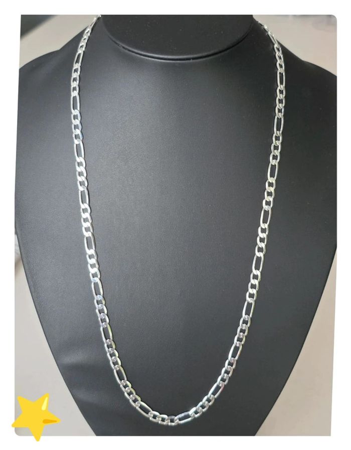 Collier maille figaro 6mm 60cm plaquage argent