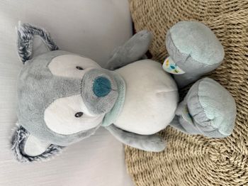 Doudou loup gris bleu blanc Tim et Tiloo NATTOU 30 cm