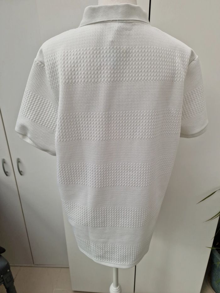 Polo T-Shirt Blanc A Reliefs Gaufré - photo numéro 5