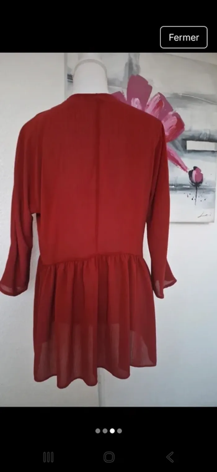 Magnifique tunique rouge bordeaux en 40 - photo numéro 3