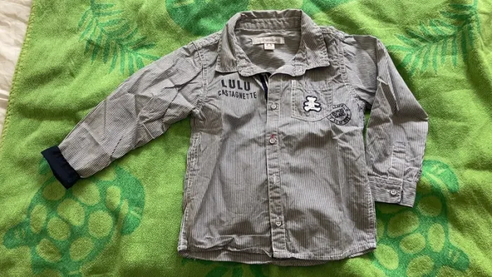 Chemise lulu castagnette rayé marinière 3 ans