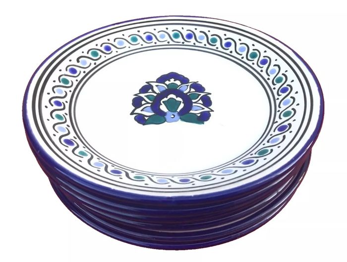 6 assiettes à dessert Faïence décor oriental