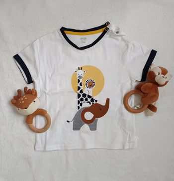 Tee shirt blanc animaux manches courtes 23 mois 86cm obaïbi 