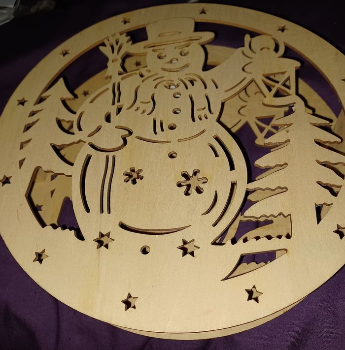 Lampe bois bonhomme de neige - photo numéro 4