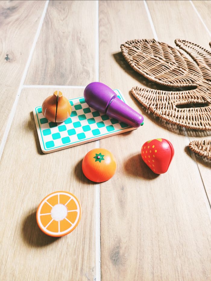 🍓 Dinette légumes et fruits à scratch avec plateau en bois JB327