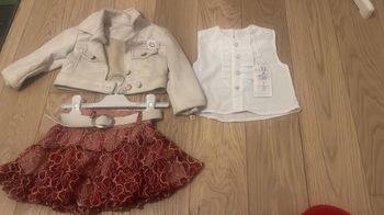 Ensemble de Veste + Chemise + jupe avec ceinture pour enfants 2 ans