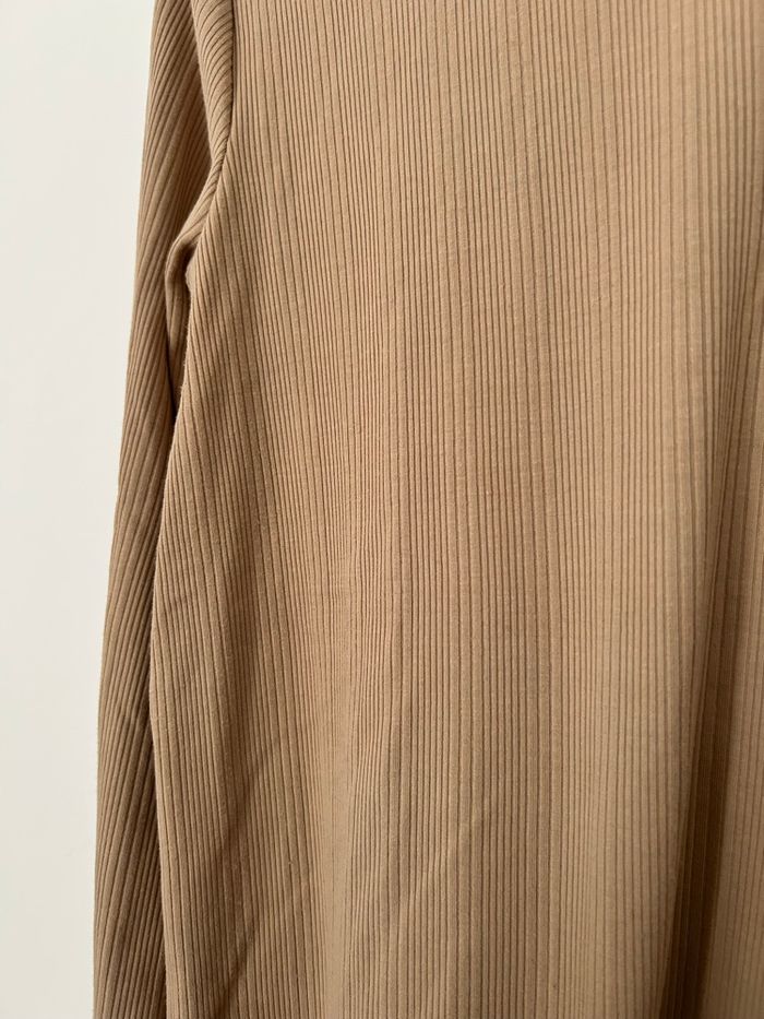 Sous pull beige marron col montant côtelé matière élastique Kiabi XL - photo numéro 5