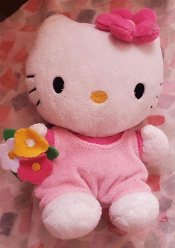 Peluche Doudou Hello Kitty Rose Bouquet De Fleurs