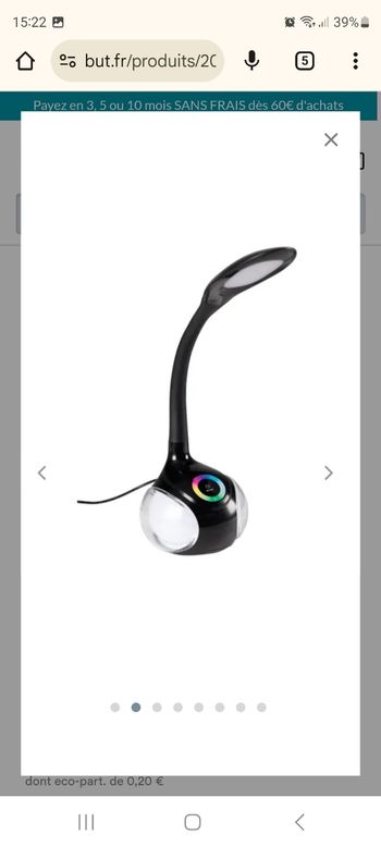 Lampe neuve noire dana but à Led intégrée 3 intensités lumineuses. Base avec variateur de couleur tactile