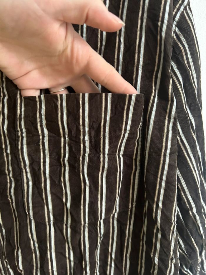 Jolie chemise style velours à rayures marron • Armand Thiery • Taille XL/42 - photo numéro 9