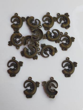 15 charms breloques lézards bronze 3cm en métal Lot n°5619