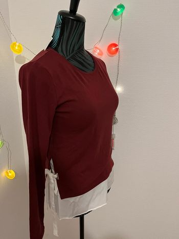 Pull léger bordeaux et blanc neuf avec étiquette femme