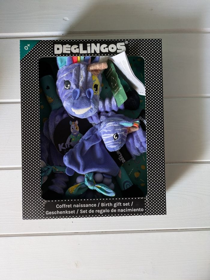 Déglingos Coffret cadeau baby et anneau de dentition Kiprokos le zèbre